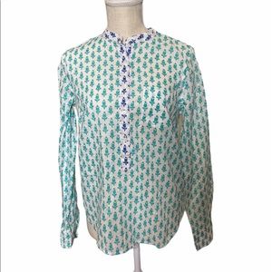 J.Crew Green and Blue Floral Print Button Up